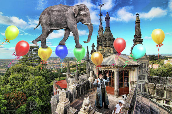 Elephant Art Print featuring the photograph The Magician on the Roof by Aleksander Rotner