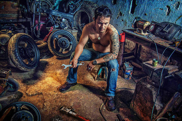 People Art Print featuring the photograph The Mechanic by Ivan Valentino