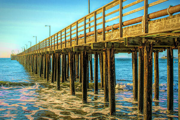 Barbara Snyder Art Print featuring the painting The Pier At Avila Beach California by Barbara Snyder