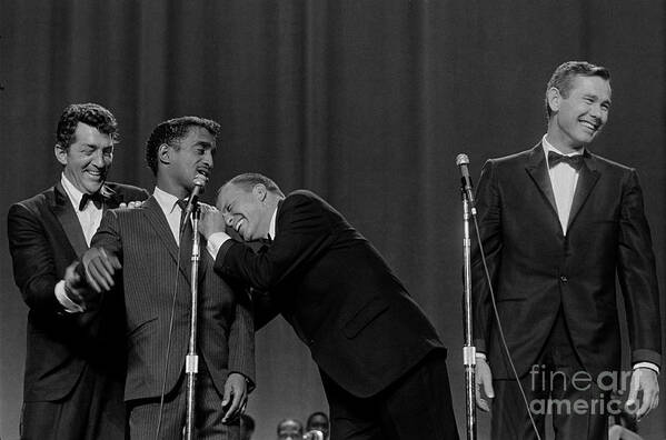 Singer Art Print featuring the photograph The Rat Pack Perform With Carson by Cbs Photo Archive