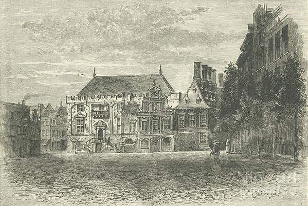 Engraving Art Print featuring the drawing The Town Hall by Print Collector