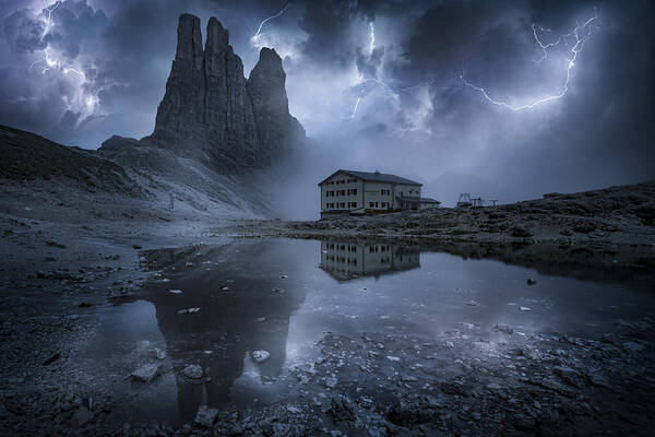Dolomites Art Print featuring the photograph Thunderstorm In The Dolomites by Alberto Ghizzi Panizza