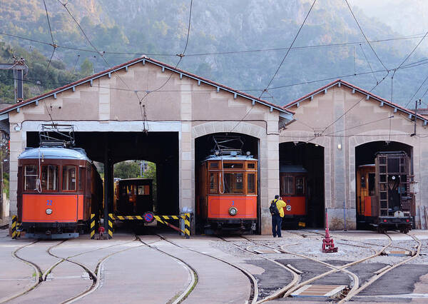 People Art Print featuring the photograph Train Sheds, Soller by Carolyn Eaton