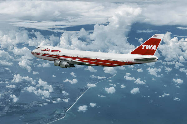 Trans World Airlines Art Print featuring the mixed media Trans World Airlines Boeing 747-131 by Erik Simonsen