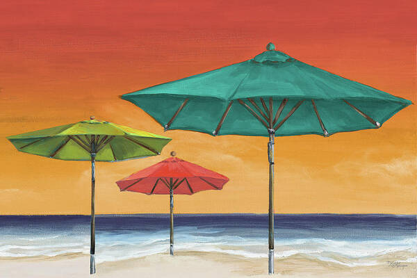 Coastal Art Print featuring the painting Tropical Umbrellas II by Tiffany Hakimipour