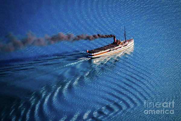 Steamboat Art Print featuring the photograph TSS Earnslaw on Lake Wakatipu, New Zealand by Lyl Dil Creations