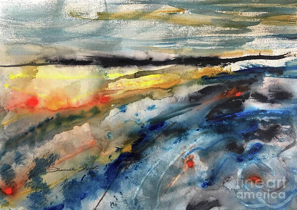 Seascape Watercolor Abstract Impressionism Abstract Landscape Ethereal Water Set Design Abstract Painting Vibrant Color Interior Design Louisiana Artist Blooming Gift Art Print featuring the painting Turbulence by Francelle Theriot