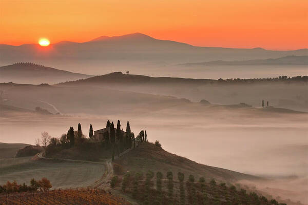 Tranquility Art Print featuring the photograph Tuscany At Morning by Paolo Corsetti