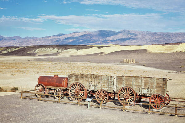 Horse Cart Art Print featuring the photograph Twenty Mule Wagon In Death Valley by Bryan Mullennix