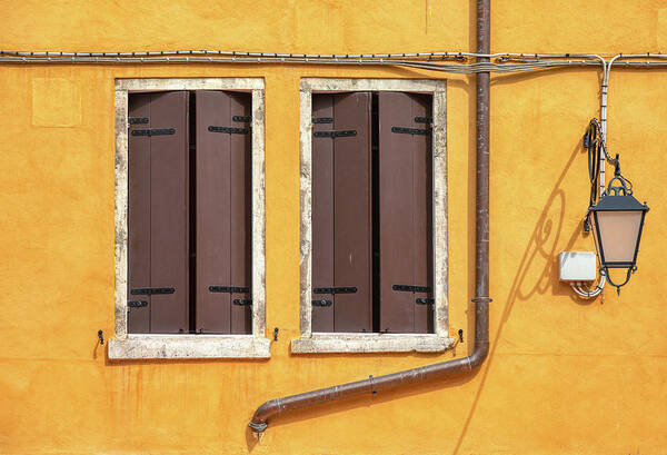Venice Art Print featuring the photograph Two brown Windows of Venice by David Letts