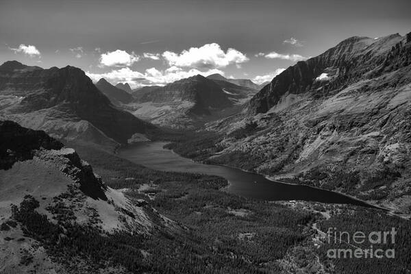Two Medicine Art Print featuring the photograph Two Medicine Lake Overlook Black And White by Adam Jewell