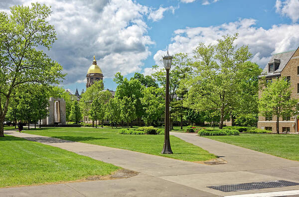 University Of Notre Dame Campus Scene Art Print featuring the photograph University of Notre Dame Campus by Sally Weigand