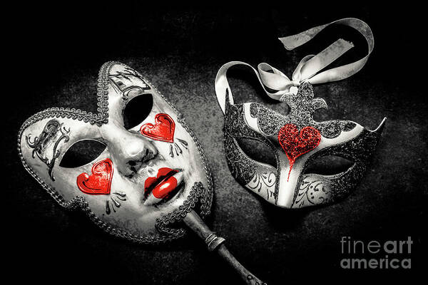 Masquerade Art Print featuring the photograph Unmasking passions by Jorgo Photography