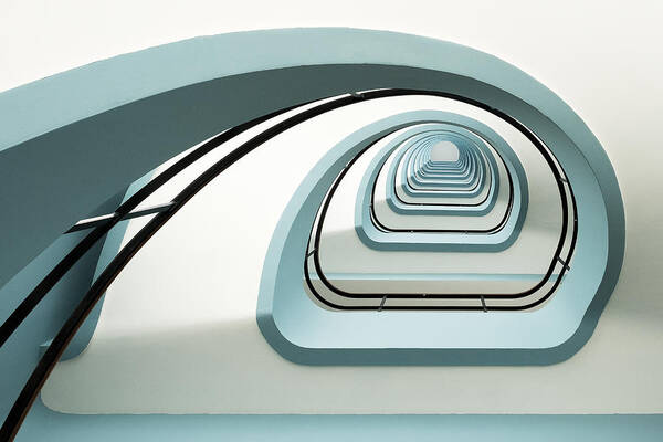 Design Art Print featuring the photograph Upward Spiral Staircase by Marc Van Oostrum