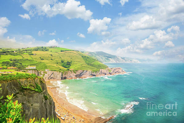 Pais Art Print featuring the photograph Panorama of Zumaia coast by Anastasy Yarmolovich