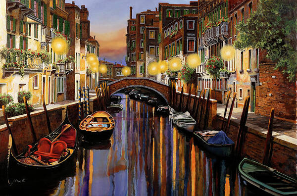 Venice Art Print featuring the painting Venice at Dusk by Guido Borelli