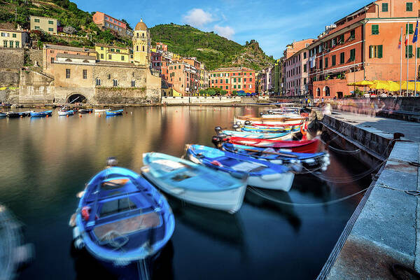 Italy Art Print featuring the photograph Boats in Vernazza by Andrei Dima