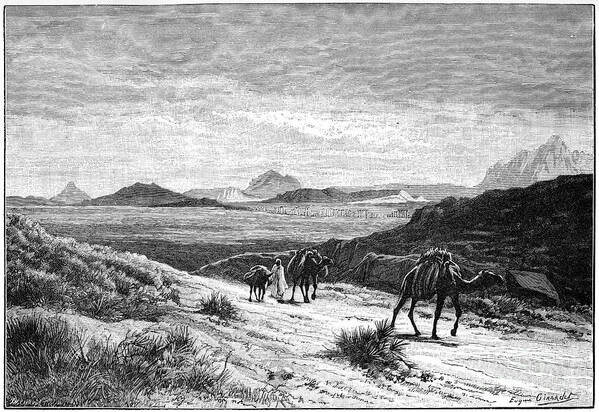 Engraving Art Print featuring the drawing View From The Tellat Pass, Tunisia by Print Collector