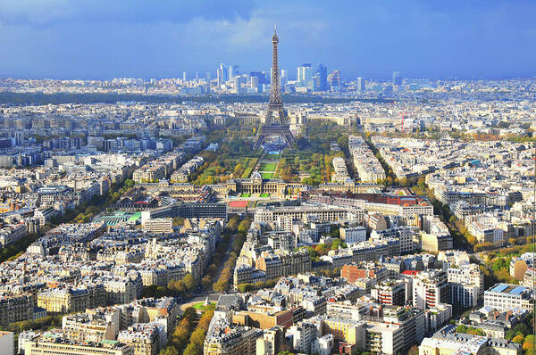 Eiffel Tower Art Print featuring the photograph View Of Paris With Eiffel Tower And La by Tom Bonaventure