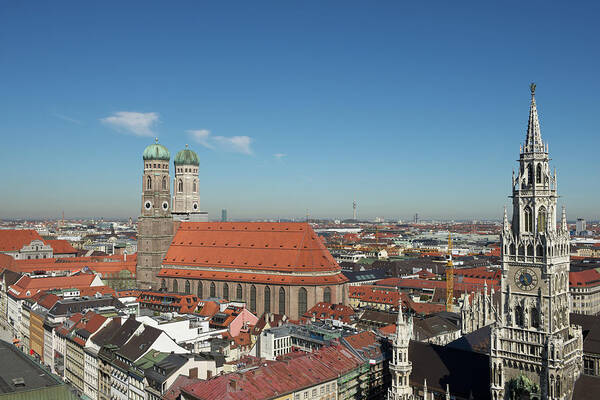 Clock Tower Art Print featuring the photograph View On Munich by Ra-photos