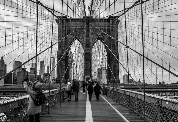 Brooklyn Bridge Art Print featuring the photograph Walking the Bridge by Kevin Plant