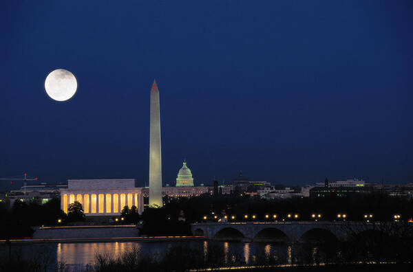 Clear Sky Art Print featuring the photograph Washington Dc At Night by James P. Blair