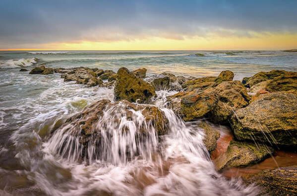 Beach Art Print featuring the photograph Waves over Coquina by Stacey Sather