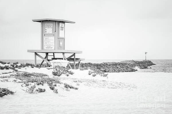 America Art Print featuring the photograph Wedge Lifeguard Tower W Newport Beach Black and White Photo by Paul Velgos