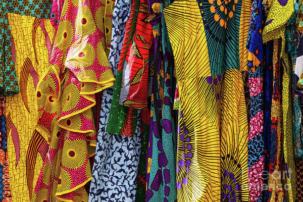 Merchandise Art Print featuring the photograph West African Apparel For Sale At An by Lindasphotography