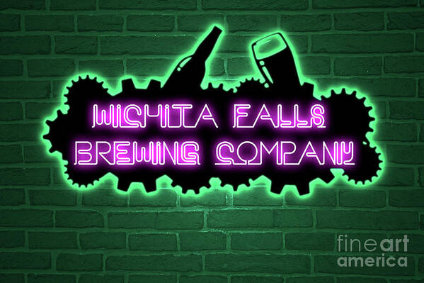 Wichita Falls Brewing Company Art Print featuring the digital art WFBC green neon by SORROW Gallery