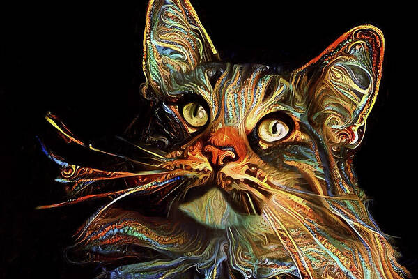 Maine Coon Cat Art Print featuring the digital art Whiskers the Maine Coon Cat by Peggy Collins