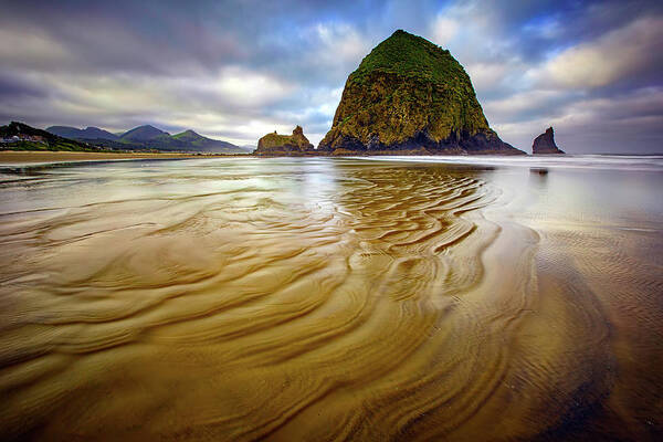 Haystack Rock Art Print featuring the photograph Wind and Water by Rick Berk