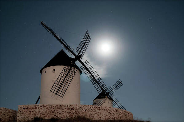 Tranquility Art Print featuring the photograph Wind Mills In Light Of Moon by Noviembre Anita Vela