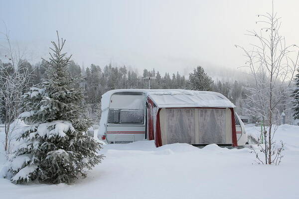 Camping Art Print featuring the photograph Winter On Camping Site by Sieto