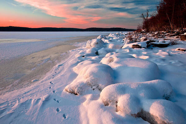 Alleghenies Art Print featuring the photograph Winter Sunset On Frozen Lake by Michael Gadomski