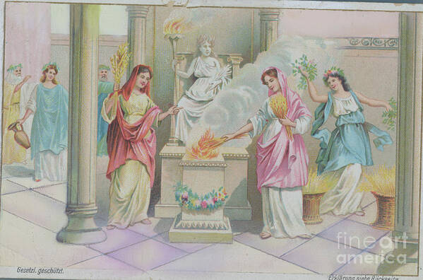 Art Art Print featuring the photograph Women Making Offering At Roman Altar by Bettmann
