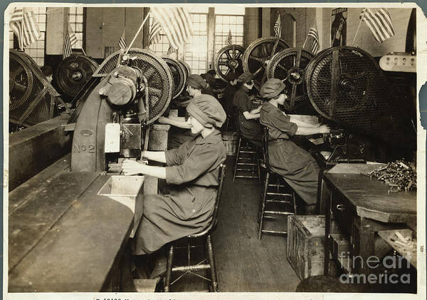 People Art Print featuring the photograph Women Working In World War I Factory by Bettmann