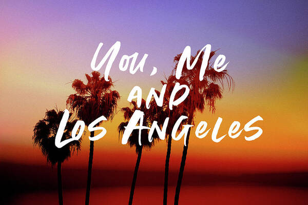 Travel Art Print featuring the mixed media You Me Los Angeles - Art by Linda Woods by Linda Woods