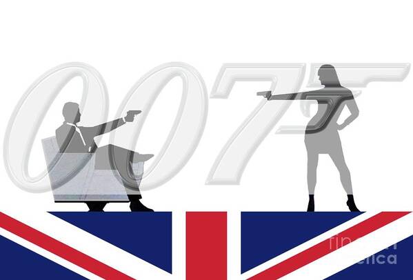 James Bond Art Print featuring the digital art 007 Silhouette by John Lyes
