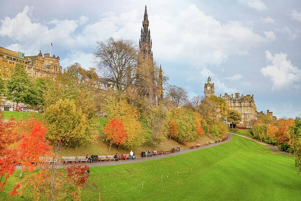 City Of Edinburgh Art Print featuring the digital art City of Edinburgh Scotland - Scots Memorial by SnapHappy Photos
