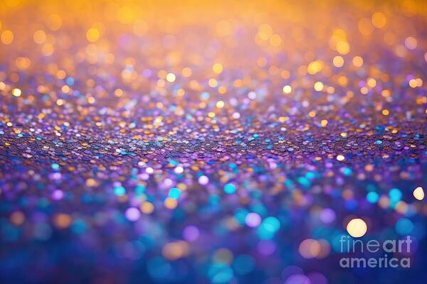 Decoration Twinkle Glitters Background Abstract Blurred Backdrop With  Circles Modern Design Overlay With Sparkling Glimmers Blue Purple And  Golden Backdrop Glittering Sparks With Glow Effect Poster by N Akkash -  Fine Art