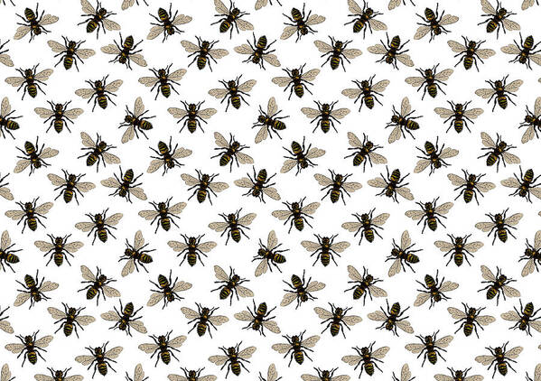 Honey Bee Pattern Art Print featuring the digital art Honey Bee Pattern - No. 3 by Eclectic at Heart