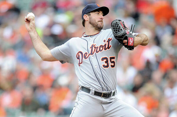 American League Baseball Art Print featuring the photograph Justin Verlander by Greg Fiume