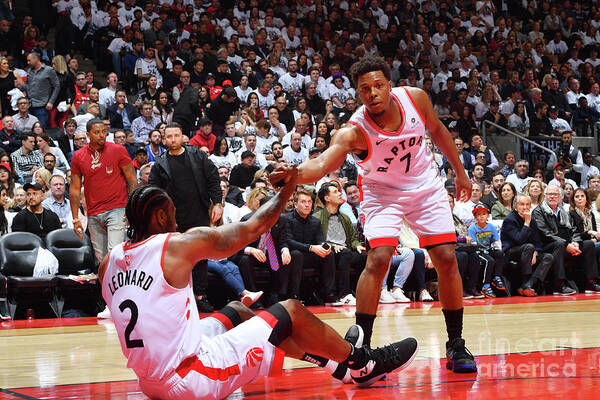 Kyle Lowry Art Print featuring the photograph Kawhi Leonard and Kyle Lowry by Jesse D. Garrabrant