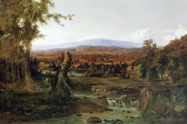 American Landscapes Art Print featuring the painting Landscape with Shepherd #1 by Robert S Duncanson