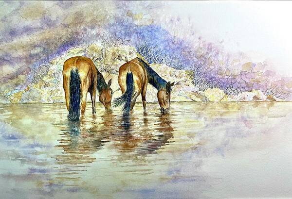 Wild Horses Art Print featuring the painting Mustangs Of Marble Canyon #1 by John Glass