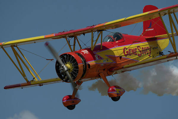 Red Art Print featuring the photograph Red and Yellow Airplane #2 by Carolyn Hutchins