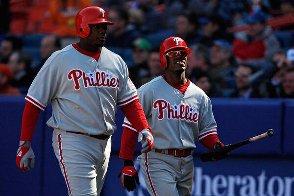 Opening Art Print featuring the photograph Ryan Howard and Jimmy Rollins #1 by Nick Laham