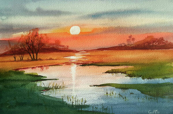Sunset Art Print featuring the painting Sunset #2 by Carolina Prieto Moreno