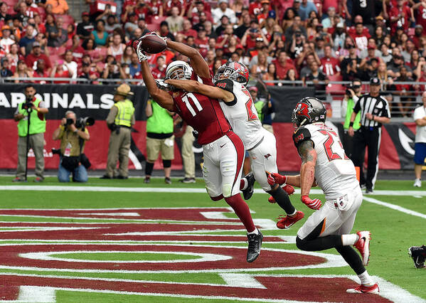 Larry Fitzgerald Art Print featuring the photograph Tampa Bay Buccaneers v Arizona Cardinals by Norm Hall